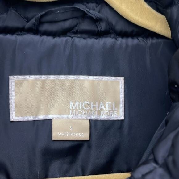 MICHAEL KORS Black Quilted Polyester Belted Hooded Winter Coat Size Small - Picture 5 of 9